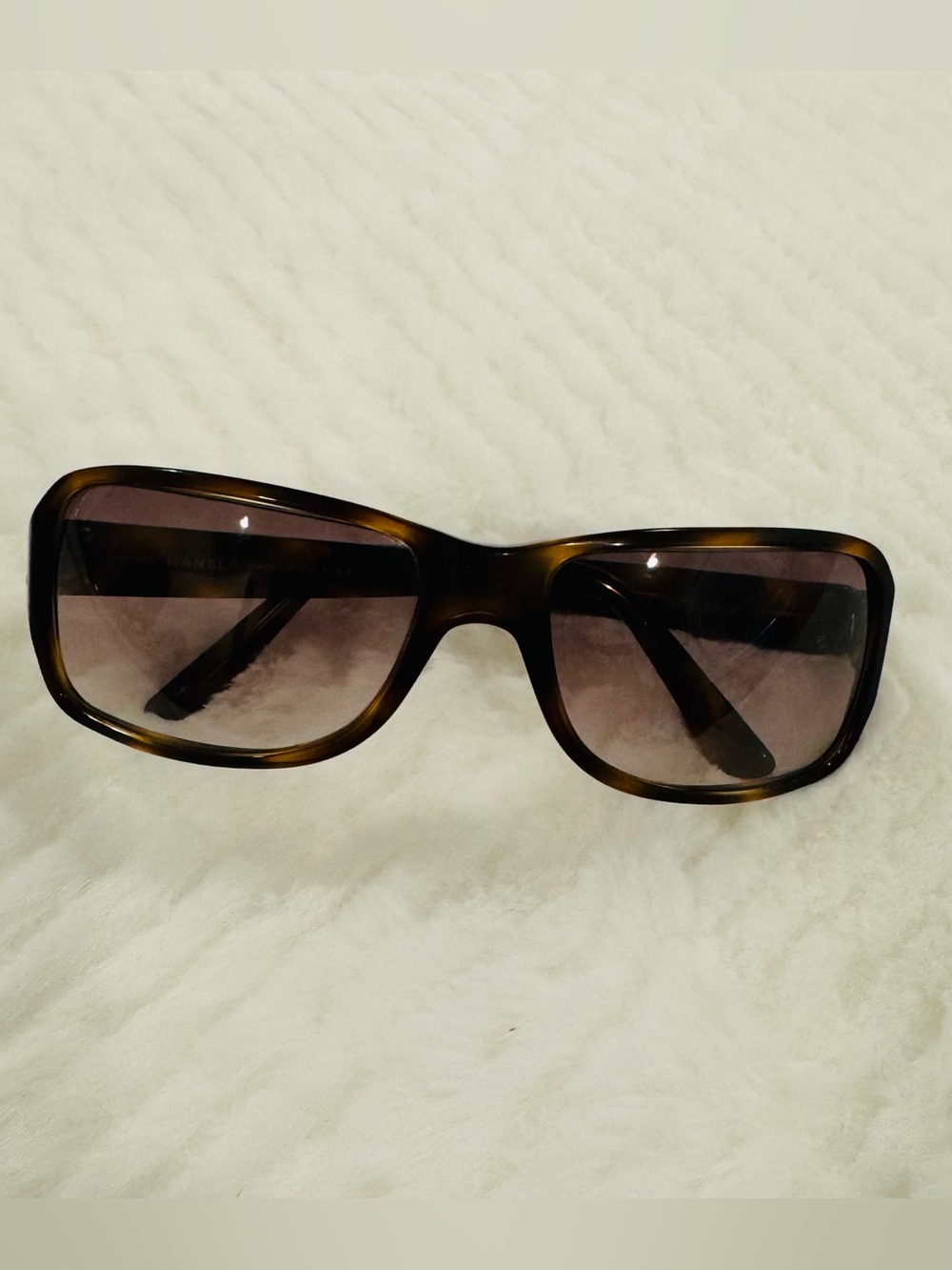 CHANEL Gold Eyewear Case with Embossed Logo